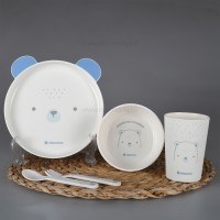 ظرف غذاي بامبو 5 تکه طرح پاندا رنگ آبی کيکابو Kikkaboo