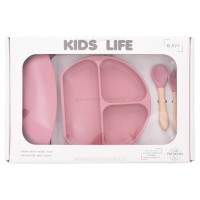 ست ظرف غذا سیلیکونی 4 تکه رنگ کالباسی کیدز لایف Kids Life