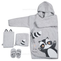 سرویس حوله 5 تیکه طرح راکن رنگ طوسی Papo