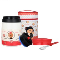 فلاسک غذای 890 میل کیف دار طرح حیوانات خرس قرمز pinkah