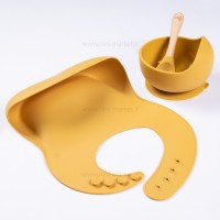 ست ظرف غذا سیلیکونی رنگ خردلی والابی لیتل Wallaby Little