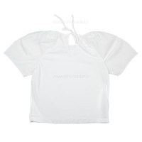 تیشرت دخترانه طرح آستین پف رنگ سفید