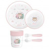 ظرف غذا ۵ تیکه ملامین طرح پلنگ رنگ صورتی کیکابو