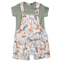 پیشبندی شورتی اسپرت طرح حیوانات جنگل رنگ سبز Indigo