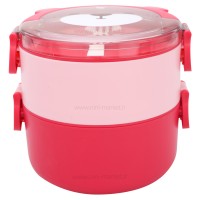 ظرف غذا خرس دو طبقه رنگ سرخابی خارجی