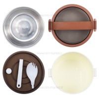 ظرف غذا استیل یک طبقه رنگ قهوه ای خارجی