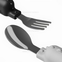 ست قاشق و چنگال طرح دایناسور رنگ طوسی مشکی هیاورشی HeOrShe