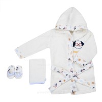 سرویس حوله 4 تیکه جعبه ای طرح سگ رنگ سفید آبی Papo