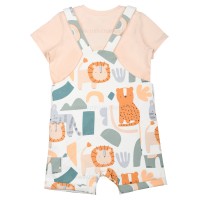 پیشبندی شورتی اسپرت طرح آبرنگ رنگ گلبهی ایندیگو indigo