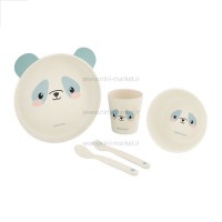 ظرف غذاي بامبو 5 تکه طرح پاندا رنگ آبی کيکابو Kikkaboo