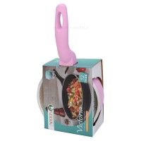 تابه چدن گرانیت گرد سایز 12 رنگ صورتی عروس