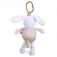 آویز کریر نخ کشی طرح خرگوش دختر رنگ کرمی بیبی فان baby fun