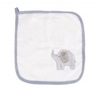 سرویس حوله 5 تیکه طرح دو خرس رنگ  سفید طوسی مادر کر