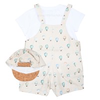 پیشبندی شورتی پسرانه طرح بالن رنگ کرمی ایندیگو indigo