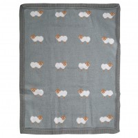 پتو بافت کلاه دار طرح گوسفند رنگ طوسی لیزا lisa