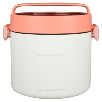 ظرف غذا استیل یک طبقه رنگ صورتی خارجی