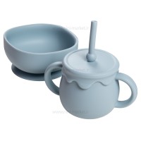 ست غذاخوری سیلیکونی 10 تکه رنگ آبی برند خارجی