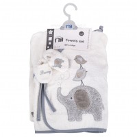 سرویس حوله 5 تیکه طرح فیل رنگ طوسی مادر کر