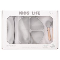 ست ظرف غذا سیلیکونی 4 تکه رنگ طوسی کیدز لایف Kids Life