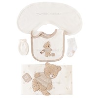 سرویس 13 تیکه طرح مکعبی رنگ کرم نیلی