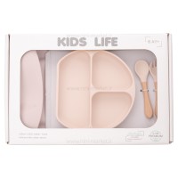 ست ظرف غذا سیلیکونی 4 تکه رنگ کرم کیدز لایف Kids Life