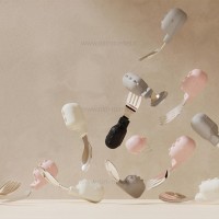 ست قاشق چنگال طرح دایناسور رنگ سفید صورتی هیاورشی HeOrShe
