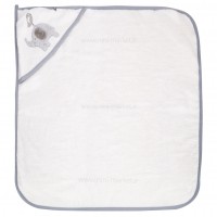 سرویس حوله 5 تیکه طرح دو خرس رنگ  سفید طوسی مادر کر