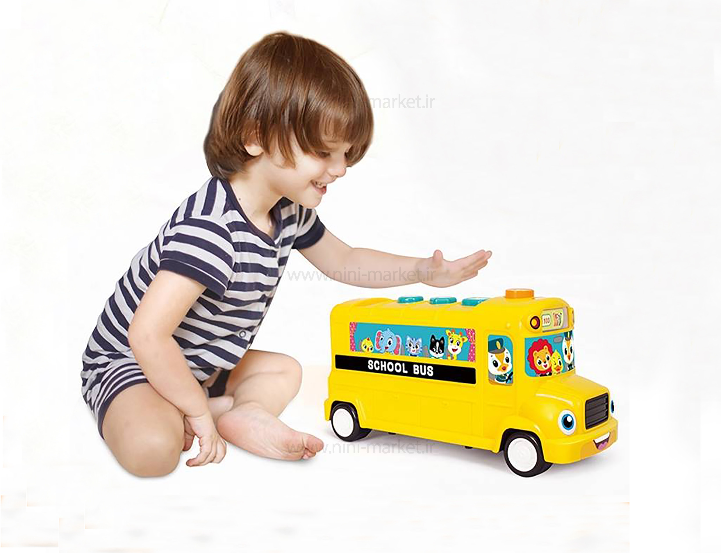 ویژگی اتوبوس الفبا رنگ زرد هولی تویز Huile Toys ­