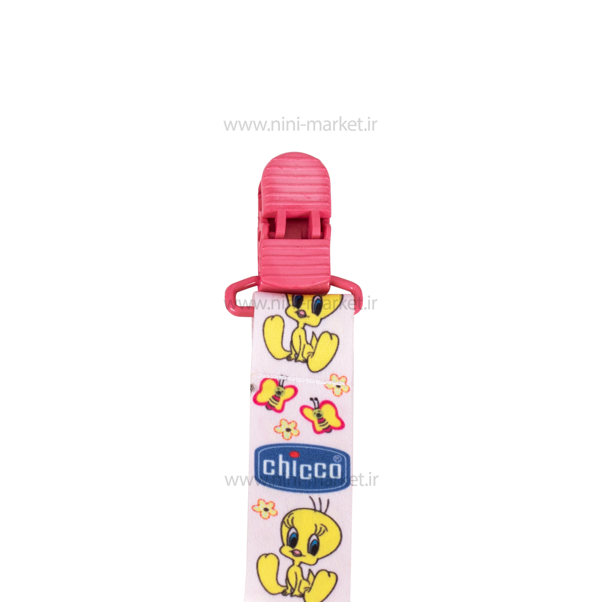 گیره بند پستانک کلیپسی طرح تویتی رنگ زرد برند chicco