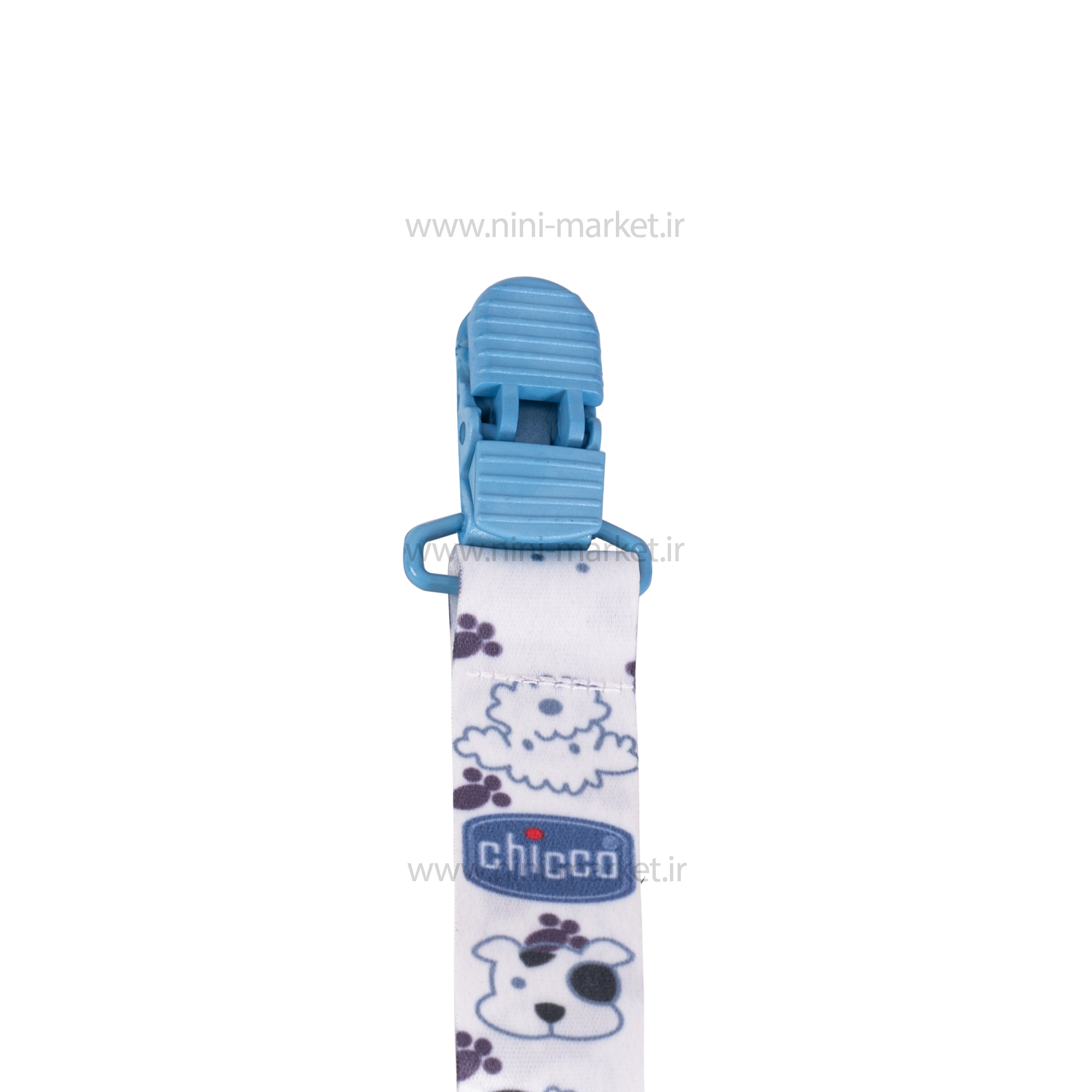 گیره بند پستانک کلیپسی طرح سگ رنگ طوسی  برند chicco