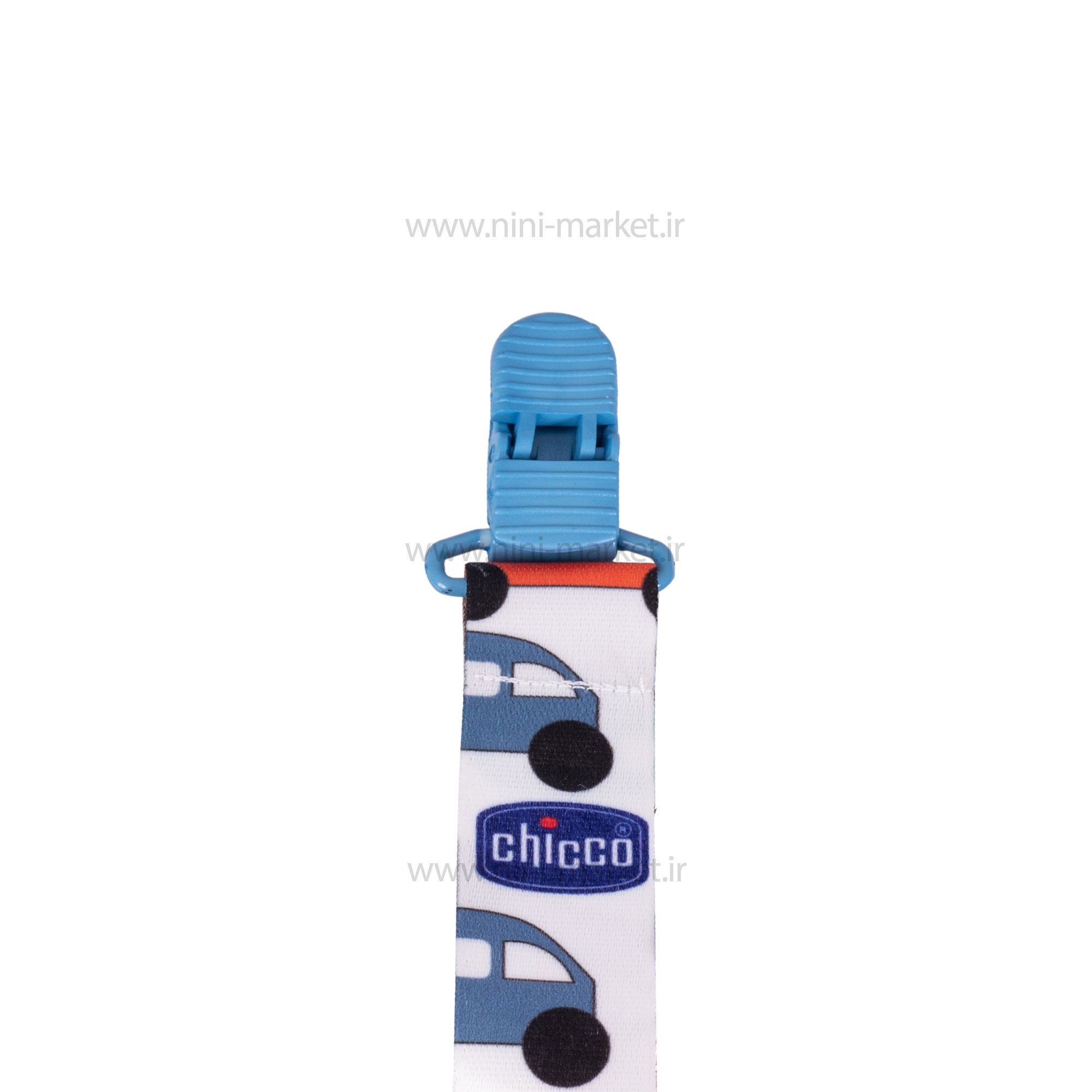 گیره بند پستانک کلیپسی طرح ماشین رنگ آبی  برند chicco