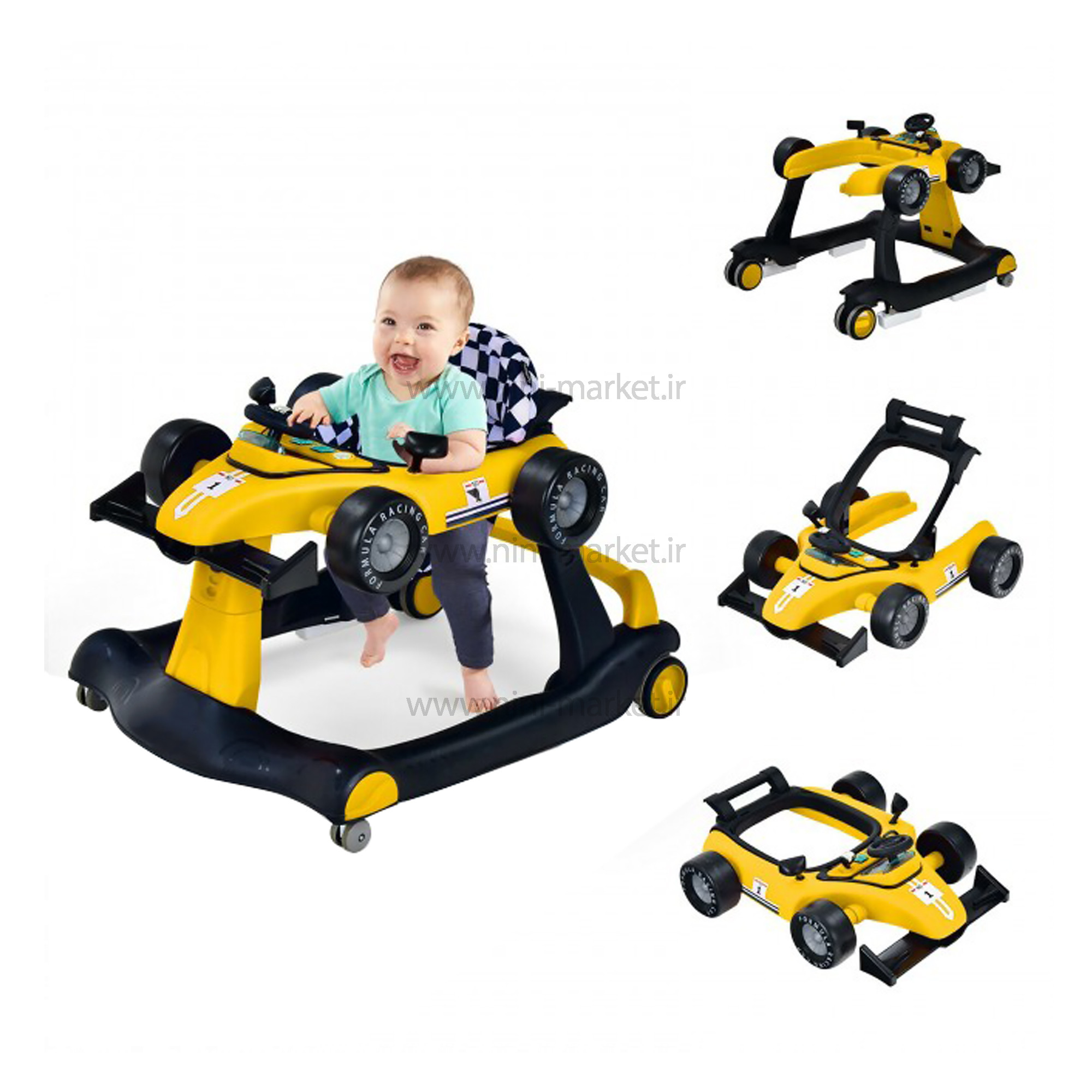 ویژگی روروئک طرح ماشين فراري رنگ زرد کد 2137 برند Nukus