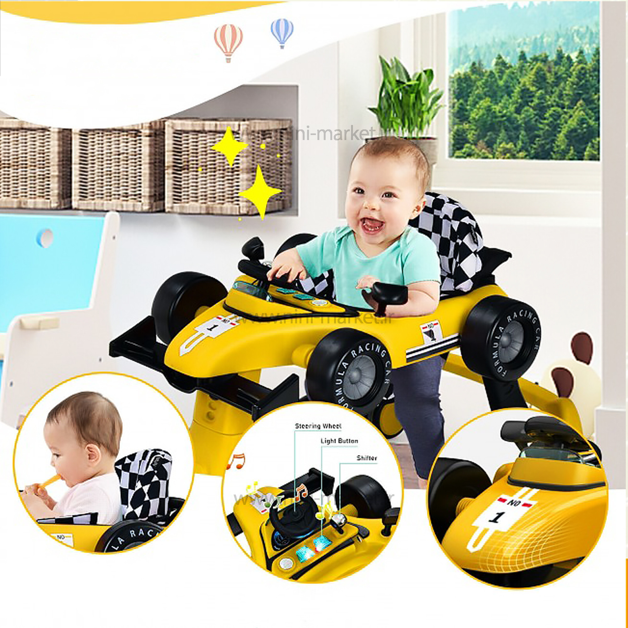 روروئک طرح ماشين فراري رنگ زرد کد 2137 برند Nukus535435