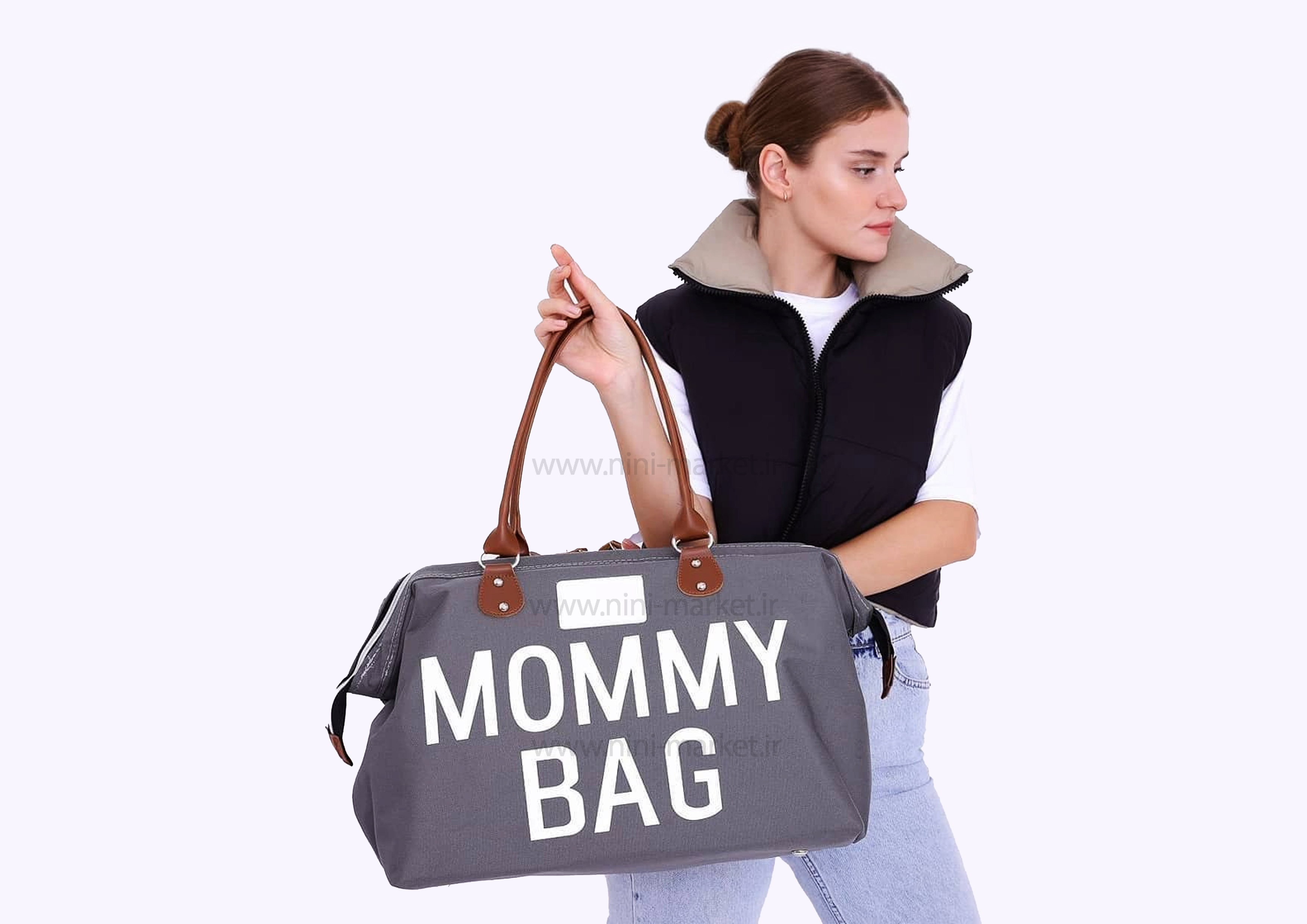 ویژگی ساک لوازم مادر Mommy bag رنگ طوسي برند Trager