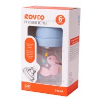شیشه شیر دسته دار 240 میل طرح روباه رنگ آبی رووکو Rovco
