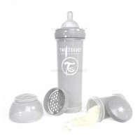 شیشه شیر طلقی ضدنفخ 330 میل طوسی تویست شیک Twistshake