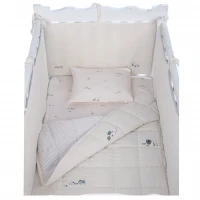 ست روتختی 8 تيکه طرح مرغابی پارچه موسلين رنگ کرم ايسيز Isiz