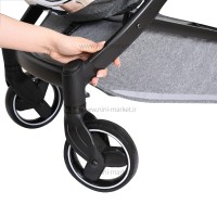 ست کالسکه بیب Babe مدل متال رنگ طوسی بدنه مشکی کروم