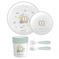 ظرف غذا 5 تیکه ملامین طرح شیر رنگ سبز kikkaboo