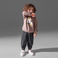 بلوز شلوار پسرانه طرح دو خرس رنگ قهو ه ای پاپو papo