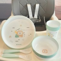 ظرف غذا 5 تیکه ملامین طرح شیر رنگ سبز kikkaboo