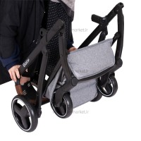 ست کالسکه بیب Babe مدل متال رنگ طوسی بدنه مشکی کروم