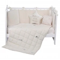 ست روتختي 8 تيکه طرح مرغابي پارچه موسلين رنگ کرم ايسيز Isiz