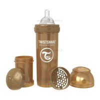 شیشه شیر طلقی ضدنفخ 330 میل طلایی صدفی تویست شیک Twistshake