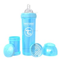 شیشه شیر طلقی ضد نفخ 330 میل آبی تویست شیک Twistshake