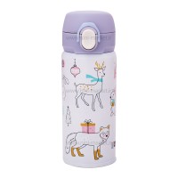 فلاسک استیل طرح حیوانات 350 میل رنگ یاسی Warm Enjoy