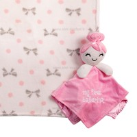 پتو عروسکی نوزاد طرح دختر رنگ سفید صورتی My Little Love