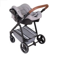 ست کالسکه بیب Babe مدل متال رنگ طوسی بدنه مشکی کروم