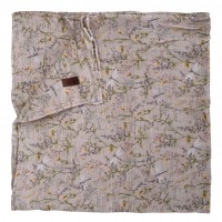 دورپیچ نخی دو لایه طرح گل رنگ کرمی کیکابو