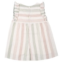 پیراهن دخترانه طرح راه راه رنگ کرمی پاپو papo